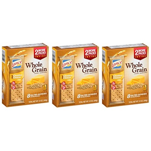 Lance Whole Grain Cheddar Cheese Crackers - 3 Boxes Of 8 Individ