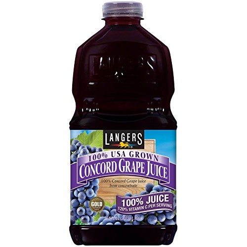 Langers 100% USA Grown Juice, Concord Grape, 64 Ounce Pack of 8