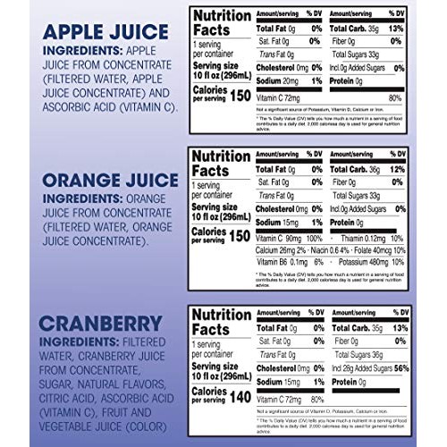 Langers Juice Variety Pack 100% Juice Cocktail, Apple, Orange An