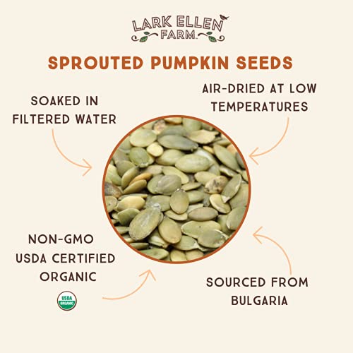 Lark Ellen Farm Sprouted Organic Pumpkin Seeds, Unsalted Raw Pum...