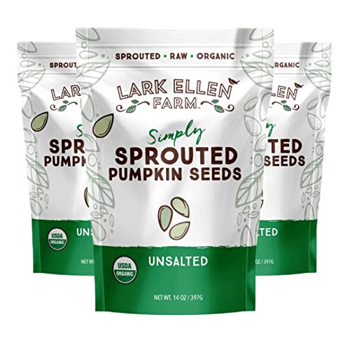 Lark Ellen Farm Sprouted Organic Pumpkin Seeds, Unsalted Raw Pum...