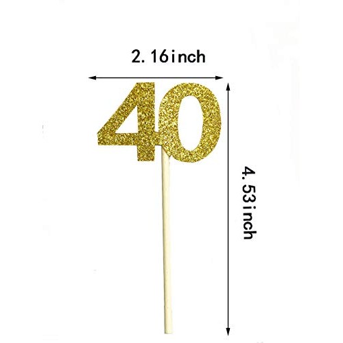 36 Pack Gold Glitter 50Th Birthday Cupcake Topper Cake Picks For