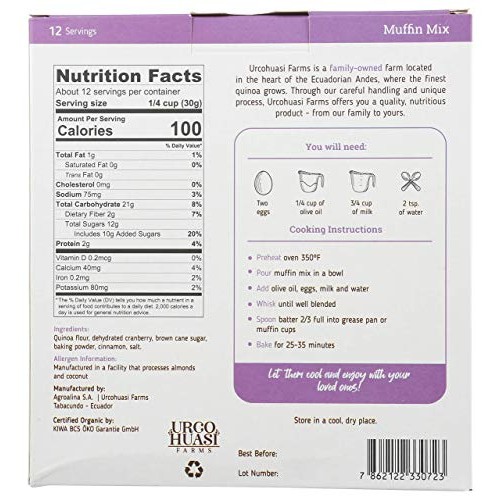 Urcohuasi Farms, Muffin Mix Quinoa With Cranberry, 12 Ounce