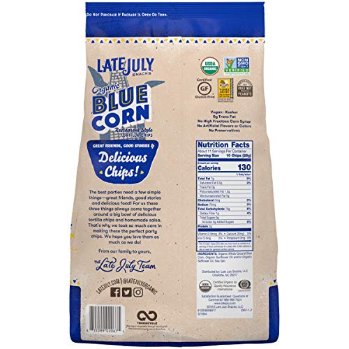 Late July Snacks Restaurant Style Blue Corn Tortilla Chips, 11 O