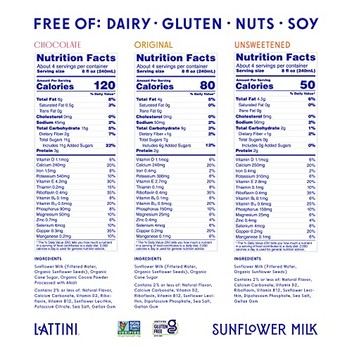 Lattini Variety Pack Non-Dairy Sunflower Milk | Plant-Based, Veg...