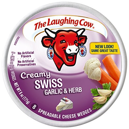 Laughing Cow Cheese Wedges Creamy Garlic And Herb, 6 Ounce Pack