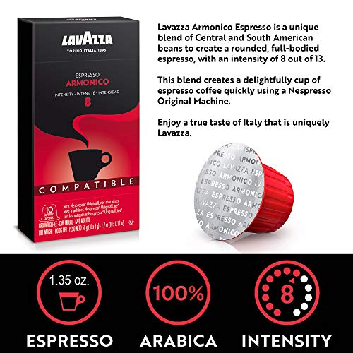 Lavazza Armonico Dark Roast Coffee Capsules Compatible With Nesp
