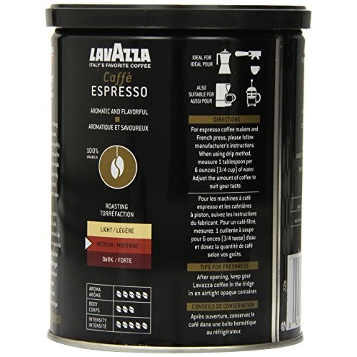 Lavazza Caffe Espresso Ground Coffee, 8-Ounce Cans Pack Of 3