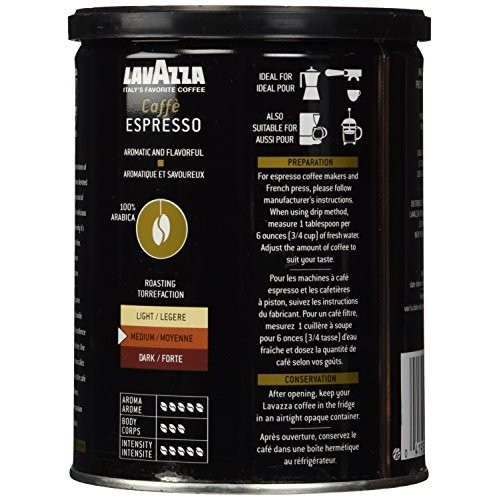 Lavazza Caffe Espresso Ground Coffee, Medium 8 Oz