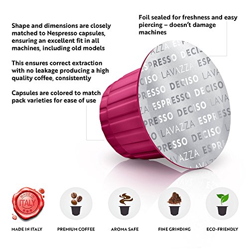 Lavazza Deciso Espresso Dark Roast Capsules Compatible With Nesp