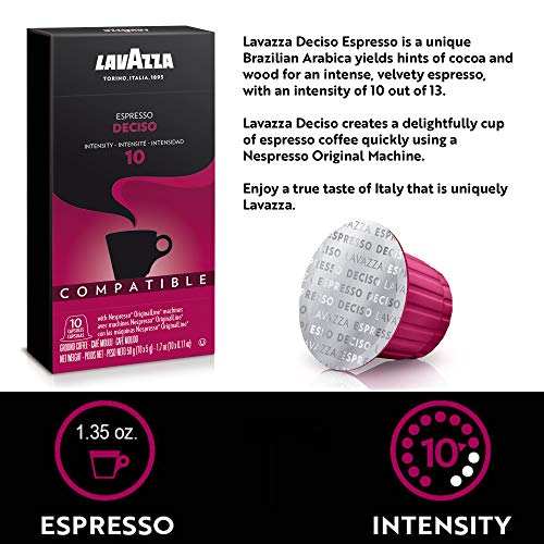 Lavazza Deciso Espresso Dark Roast Capsules Compatible With Nesp