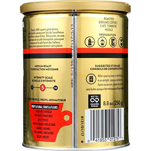 Lavazza Qualita Oro Espresso Ground Coffee, 8.8 Oz