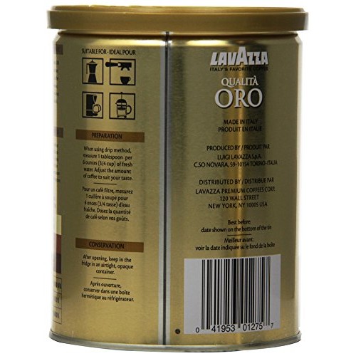 Lavazza Qualita Oro Ground Coffee, 8Oz Cans Pack Of 2