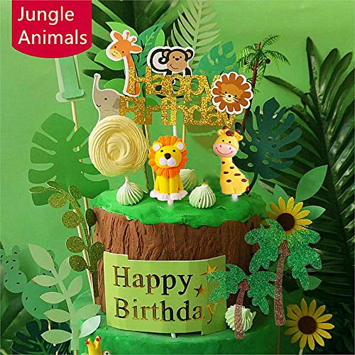 Laventy 10 Pcs Jungle Safari Animal Cake Toppers Picks Jungle An