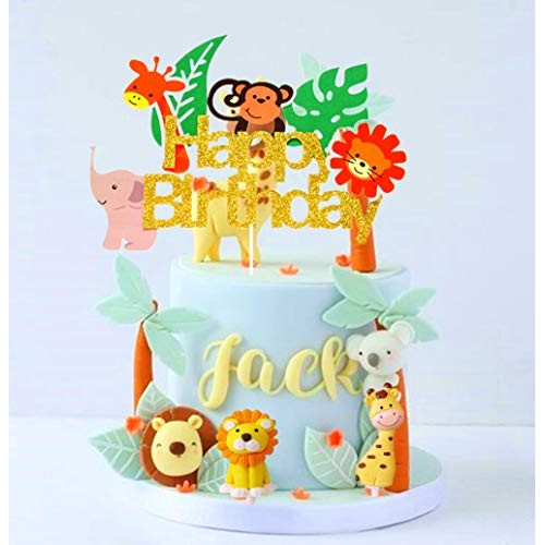 Laventy 10 Pcs Jungle Safari Animal Cake Toppers Picks Jungle An