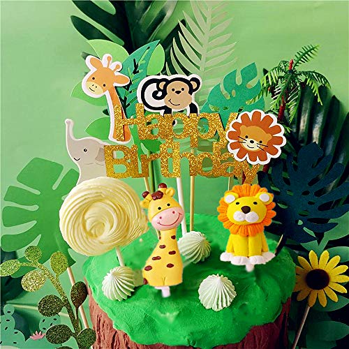 Laventy 10 Pcs Jungle Safari Animal Cake Toppers Picks Jungle An