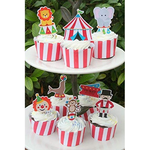 Laventy Set Of 35 Circus Cupcake Toppers Circus Cake Topper Circ