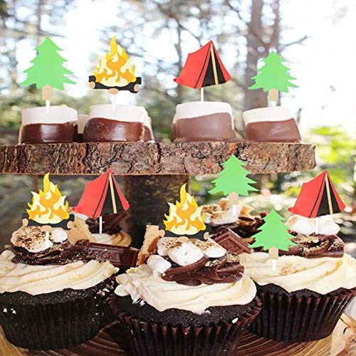 Laventy Set Of 24 Camping Cupcake Toppers Camping Birthday Party