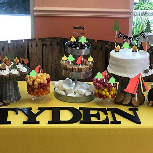 Laventy Set Of 24 Camping Cupcake Toppers Camping Birthday Party