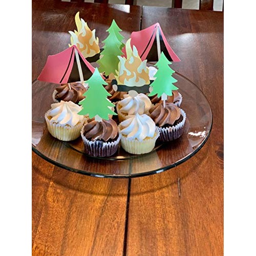 Laventy Set Of 24 Camping Cupcake Toppers Camping Birthday Party