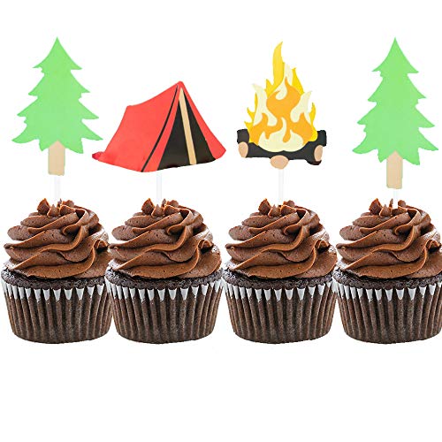 Laventy Set Of 24 Camping Cupcake Toppers Camping Birthday Party