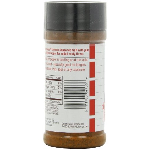 Lawrys Black Pepper Seasoned Salt, 5 Oz Pack Of 12
