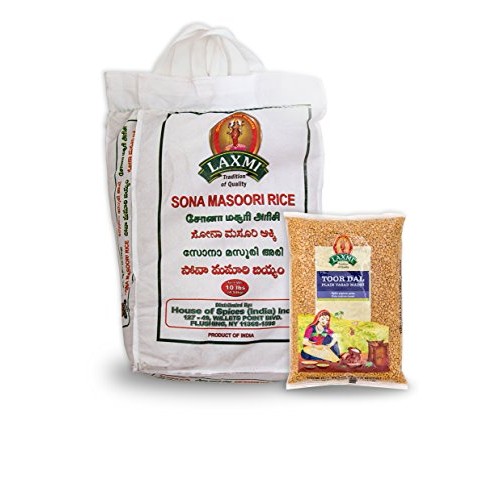 Laxmi Sona Masoori Rice &Amp; Laxmi Toor Dal Bundle - 10Lb Rice And