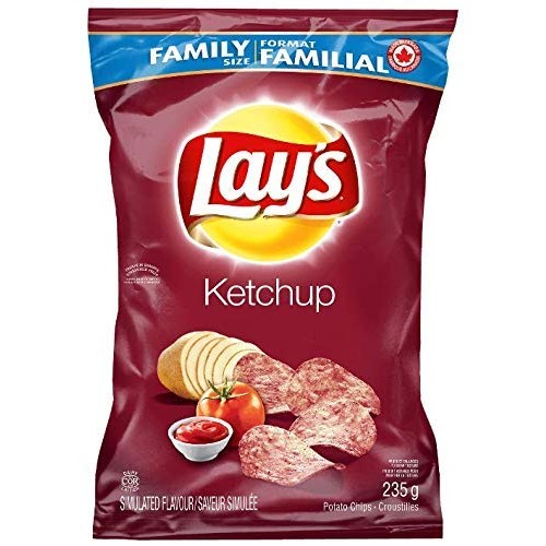 Canadian Lays Ketchup Chips - 1 Family Size Bag