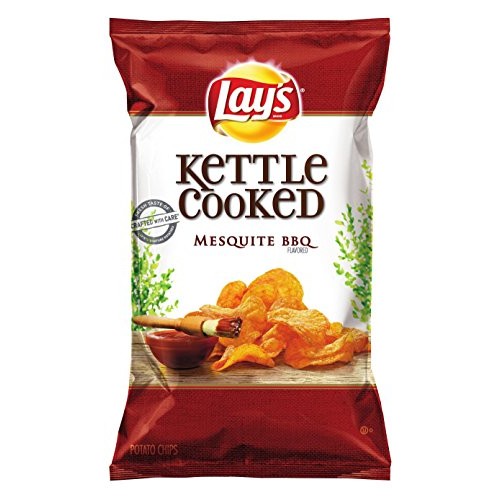Lays Kettle Cooked Chips, Mesquite Bbq, 32 Ounce Pack Of 4