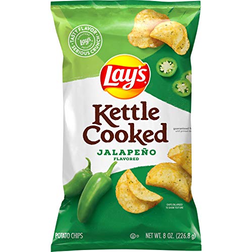 Lays Kettle Cooked Potato Chips, Jalapeno, 8Oz Bag