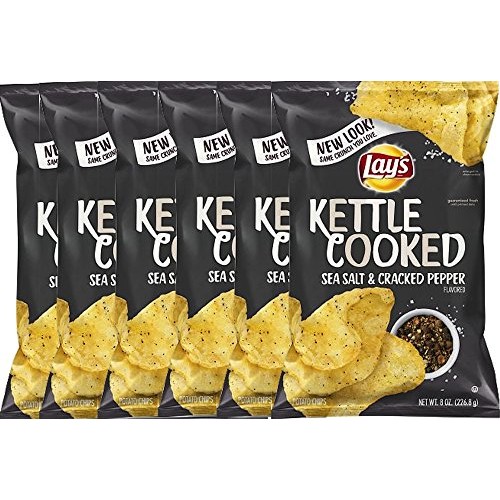 Lays Kettle Cooked Potato Chips Sea Salt &Amp; Cracked Black Pepper