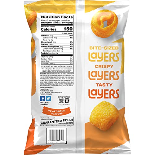 Lays Layers Potato Snacks, Three Cheese, 4.75Oz Bag