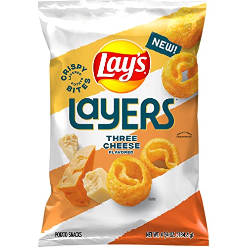 Lays Layers Potato Snacks, Three Cheese, 4.75Oz Bag