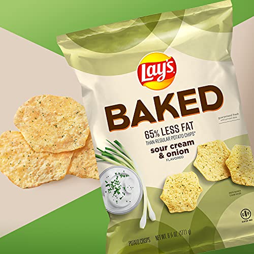 Lays Oven Baked Sour Cream &Amp; Onion Flavored Potato Crisps, 1.12 Lays Oven Baked Sour Cream &Amp; Onion Flavored Potato Crisps, 1.12