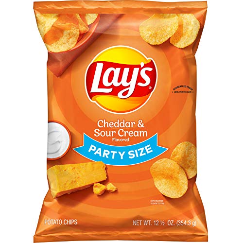 Lays Potato Chips, Cheddar And Sour Cream, 12.5Oz Party Size! Bag
