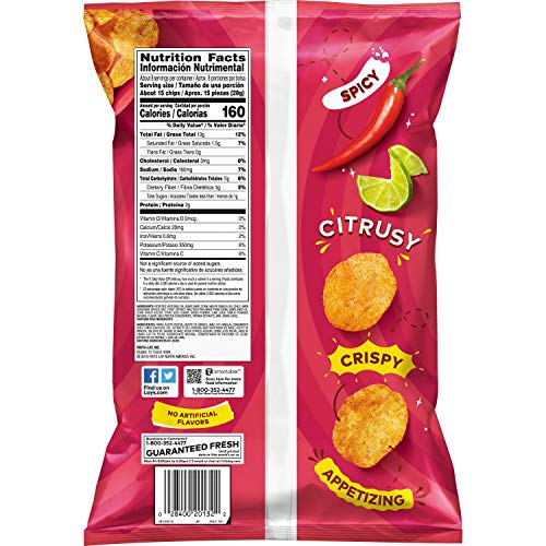 Lays Potato Chips, Chile Limon, 7.75 Oz
