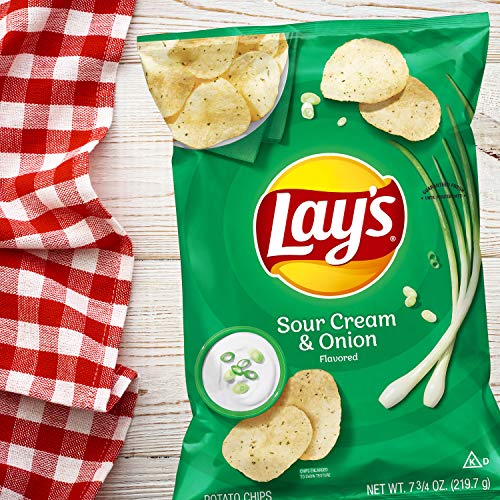 Lays Potato Chips, Sour Cream &Amp; Onion Flavor, 7.75Oz Bag Packa