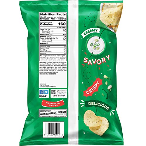 Lays Potato Chips, Sour Cream &Amp; Onion Flavor, 7.75Oz Bag Packa