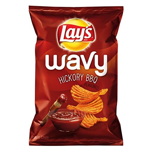 Lays Wavy Potato Chip, Hickory Bbq, 9.5 Oz