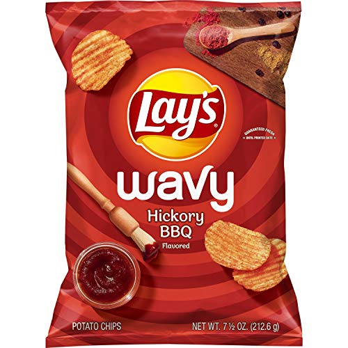 Lays Wavy Potato Chips, Hickory Barbecue Flavor, 7.5Oz Bag Pac