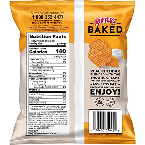Ruffles Oven Baked Cheddar &Amp; Sour Cream Flavored Potato Crisps,