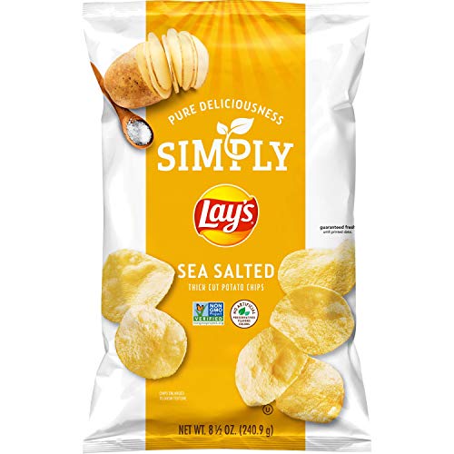 Simply Lays Sea Salted Thick Cut Potato Chips, 8.5 Ounce