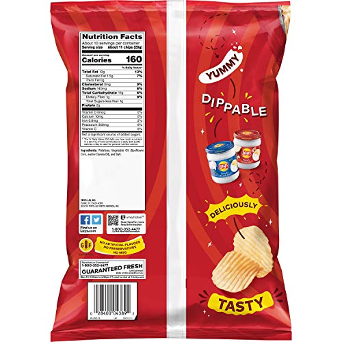 Wavy Lays Potato Chips, Wavy Original, 9.5 Ounce