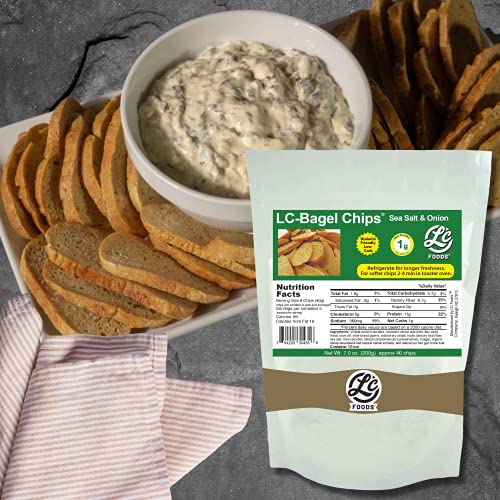LC Foods Low Carb Foods Sea Salt and Onion Bagel Chips |All Natu...
