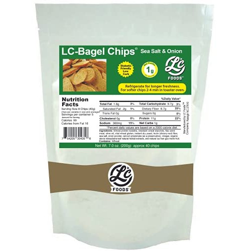 LC Foods Low Carb Foods Sea Salt and Onion Bagel Chips |All Natu...