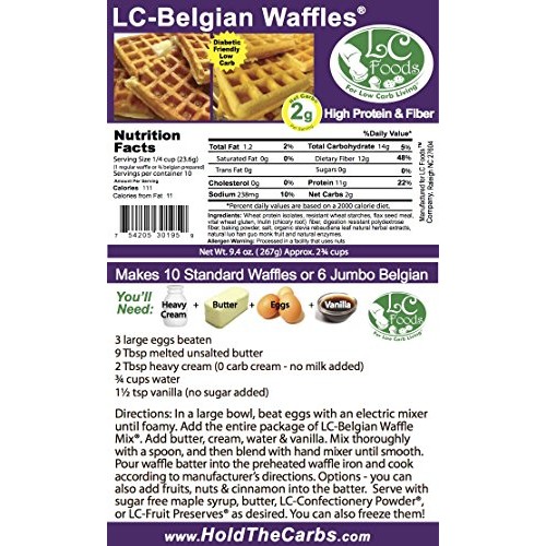 Low Carb Belgian Waffle Mix - Lc Foods - All Natural - No Sugar