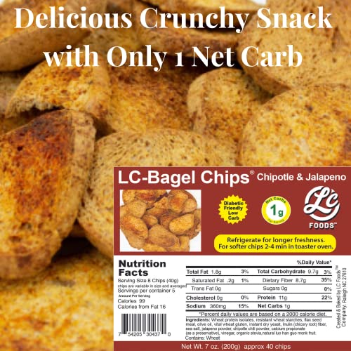 Low Carb Chipotle Jalapeno Bagel Chips | Spicy Flavor Fresh Bake...