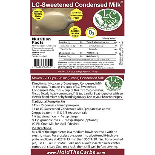 Low Carb Condensed Milk Mix Sweetened - Lc Foods - All Natural