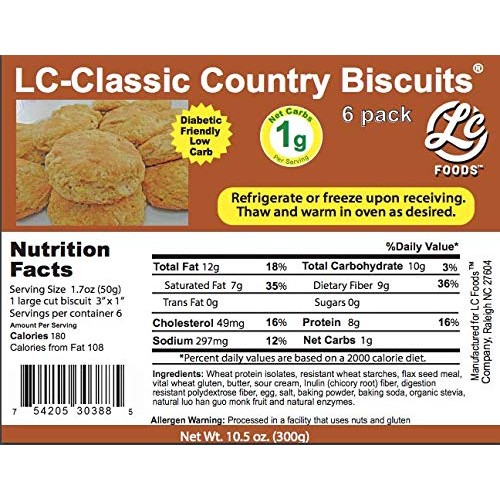 Low Carb Country Biscuits 4 Pack - Fresh Baked - Lc Foods - Al