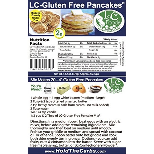 Low Carb Gluten Free Pancake Mix - Lc Foods - All Natural - No S